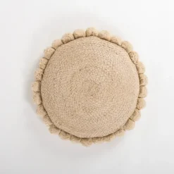 Kirkland's Home Natural Cleo Jute Pom Pom Pillow- Pillows