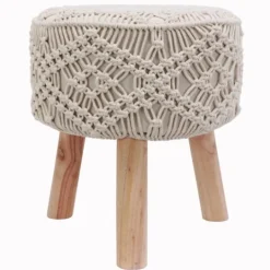 Kirkland's Home Natural Crochet Stool- Benches & Ottomans