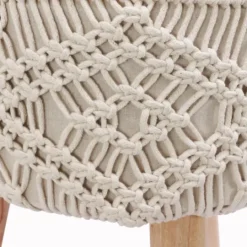 Kirkland's Home Natural Crochet Stool- Benches & Ottomans