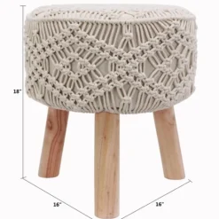 Kirkland's Home Natural Crochet Stool- Benches & Ottomans