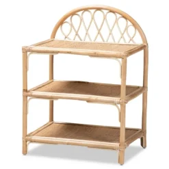 Kirkland's Home Natural Curled Rattan 3-Tiered Bookcase- Bookshelves