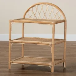 Kirkland's Home Natural Curled Rattan 3-Tiered Bookcase- Bookshelves