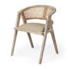 Kirkland's Home Natural Curved Rat And Linen Dining Chair- Dining Chairs