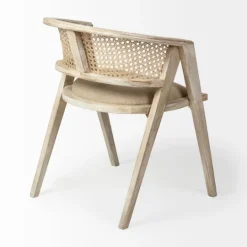 Kirkland's Home Natural Curved Rat And Linen Dining Chair- Dining Chairs