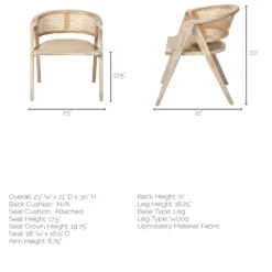 Kirkland's Home Natural Curved Rat And Linen Dining Chair- Dining Chairs