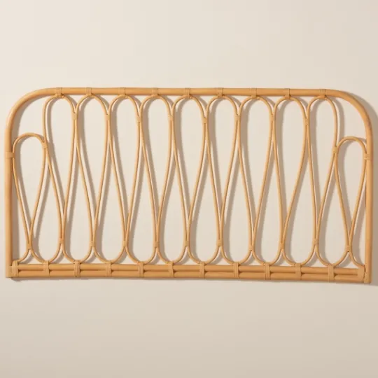 Kirkland's Home Natural Curved Rat Wall Mounted Queen Headboard- Beds & Headboards