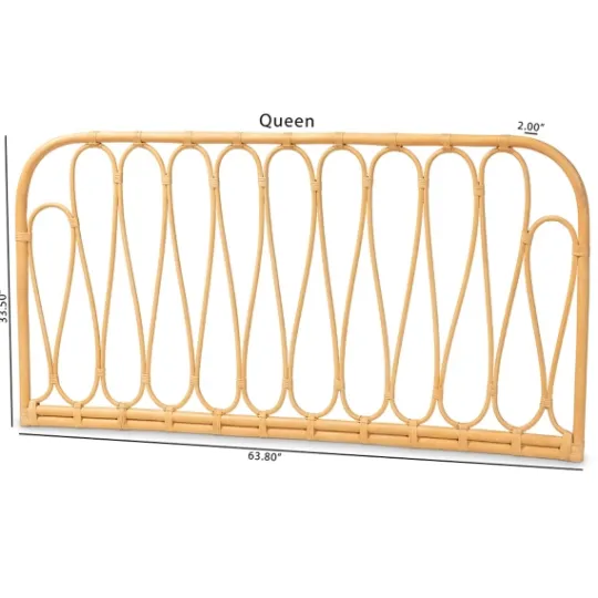 Kirkland's Home Natural Curved Rat Wall Mounted Queen Headboard- Beds & Headboards