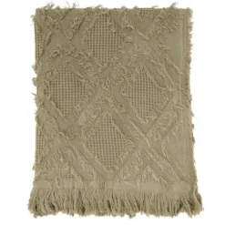 Kirkland's Home Natural Diamond Pattern Throw Blanket- Blankets & Throws
