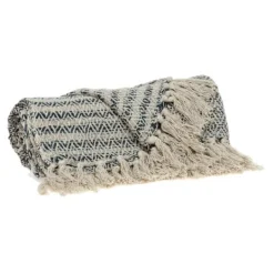 Kirkland's Home Natural Diamond Wool Handloomed Tassel Throw- Blankets & Throws