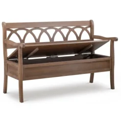 Kirkland's Home Natural Driftwood Fretwork Back Storage Bench- Benches & Ottomans