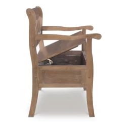 Kirkland's Home Natural Driftwood Fretwork Back Storage Bench- Benches & Ottomans