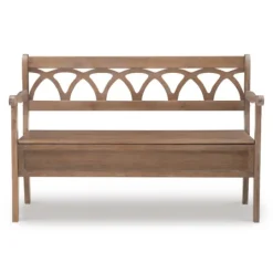 Kirkland's Home Natural Driftwood Fretwork Back Storage Bench- Benches & Ottomans