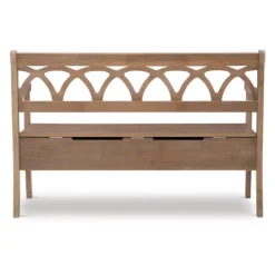 Kirkland's Home Natural Driftwood Fretwork Back Storage Bench- Benches & Ottomans