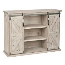 Kirkland's Home Natural Farmhouse Sliding Door Cabinet- Entryway Furniture