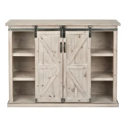 Kirkland's Home Natural Farmhouse Sliding Door Cabinet- Entryway Furniture