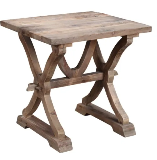 Kirkland's Home Natural Farmhouse Trestle Base Accent Table- Accent & End Tables