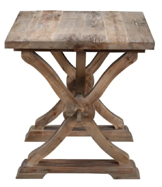 Kirkland's Home Natural Farmhouse Trestle Base Accent Table- Accent & End Tables