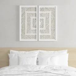 Kirkland's Home Natural Geometric Rice Paper Framed Art, Set Of 2- Framed Art