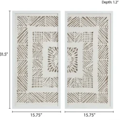 Kirkland's Home Natural Geometric Rice Paper Framed Art, Set Of 2- Framed Art