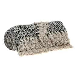 Kirkland's Home Natural Gray Tribal Wool Tassel Throw- Blankets & Throws