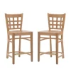 Kirkland's Home Natural Grid Back Wood Counter Stools, Set Of 2- Bar Stools & Counter Height Stools