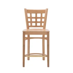 Kirkland's Home Natural Grid Back Wood Counter Stools, Set Of 2- Bar Stools & Counter Height Stools