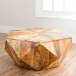 Kirkland's Home Natural Hexagon Mango Wood Coffee Table- Coffee Tables