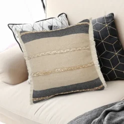 Kirkland's Home Natural Jute Braided Stripe Throw Pillow, 20 In.- Pillows
