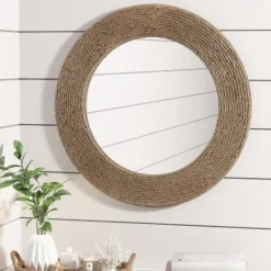 Kirkland's Home Natural Jute Round Wall Mirror- Decorative Mirrors