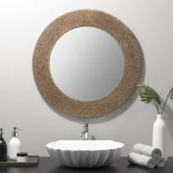 Kirkland's Home Natural Jute Round Wall Mirror- Decorative Mirrors