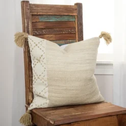 Kirkland's Home Natural Kantha Stitch Recycled Throw Pillow- Pillows