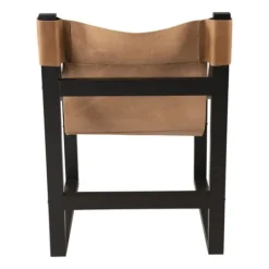 Kirkland's Home Natural Leather And Black Wood Sling Accent Chair- Accent Chairs
