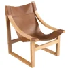 Kirkland's Home Natural Leather And Wood Sling Accent Chair- Accent Chairs