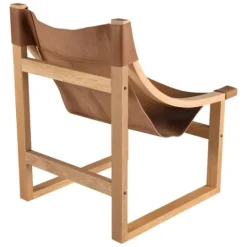 Kirkland's Home Natural Leather And Wood Sling Accent Chair- Accent Chairs