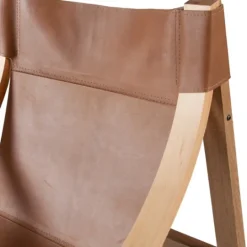 Kirkland's Home Natural Leather And Wood Sling Accent Chair- Accent Chairs