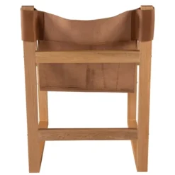 Kirkland's Home Natural Leather And Wood Sling Accent Chair- Accent Chairs