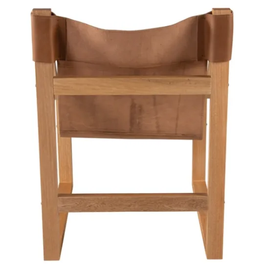 Kirkland's Home Natural Leather And Wood Sling Accent Chair- Accent Chairs