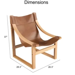 Kirkland's Home Natural Leather And Wood Sling Accent Chair- Accent Chairs
