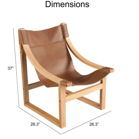 Kirkland's Home Natural Leather And Wood Sling Accent Chair- Accent Chairs