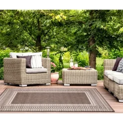 Kirkland's Home Natural Linear Macy Indoor/Outdoor Area Rug, 4X7- Outdoor Rugs
