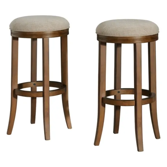 Kirkland's Home Natural Linen And Wood Bar Stools, Set Of 2- Bar Stools & Counter Height Stools