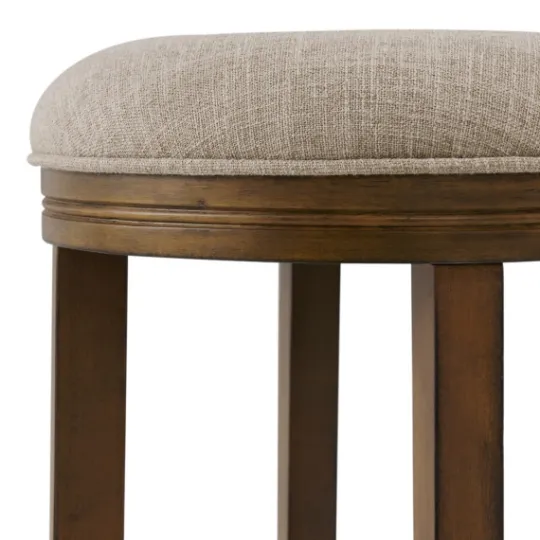 Kirkland's Home Natural Linen And Wood Bar Stools, Set Of 2- Bar Stools & Counter Height Stools