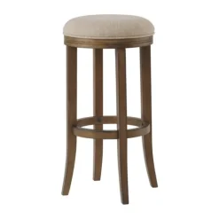 Kirkland's Home Natural Linen And Wood Bar Stools, Set Of 2- Bar Stools & Counter Height Stools