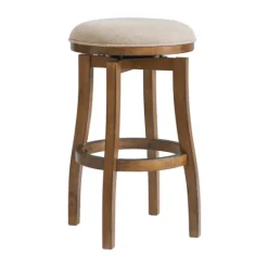 Kirkland's Home Natural Linen Barrel Base Swivel Bar Stool- Bar Stools & Counter Height Stools