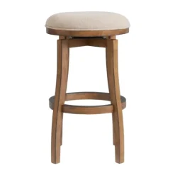 Kirkland's Home Natural Linen Barrel Base Swivel Bar Stool- Bar Stools & Counter Height Stools
