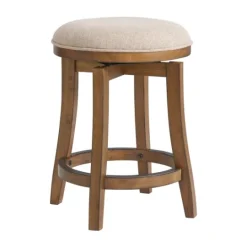 Kirkland's Home Natural Linen Barrel Base Swivel Counter Stool Set- Bar Stools & Counter Height Stools