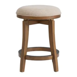 Kirkland's Home Natural Linen Barrel Base Swivel Counter Stool- Bar Stools & Counter Height Stools