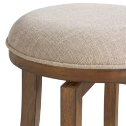 Kirkland's Home Natural Linen Barrel Base Swivel Counter Stool- Bar Stools & Counter Height Stools