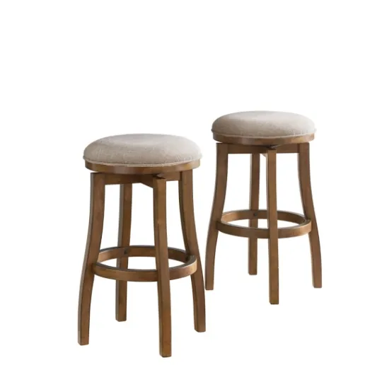 Kirkland's Home Natural Linen 2-Pc. Barrel Base Bar Stool Set- Bar Stools & Counter Height Stools