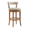 Kirkland's Home Natural Linen Upholstered Swivel Bar Stool- Bar Stools & Counter Height Stools